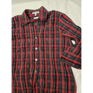 Vtg Pendleton Shaped Stretch 18 Plaid Blouse 3/4 Sleeve Holiday Festive Preppy